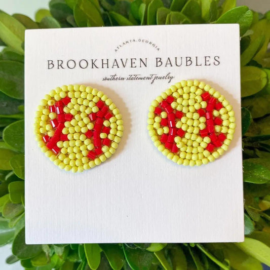 Softball Beaded Earrings - Southern Statement Jewelry