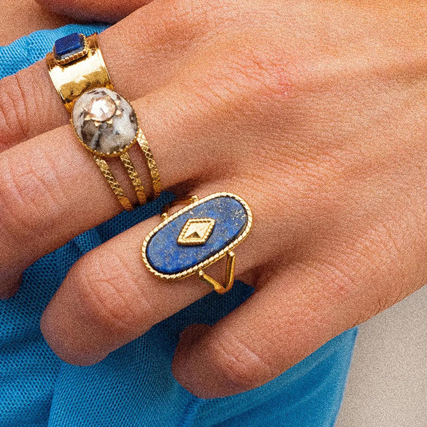 Dakota Non Tarnish Adjustable Ring with Natural Stone