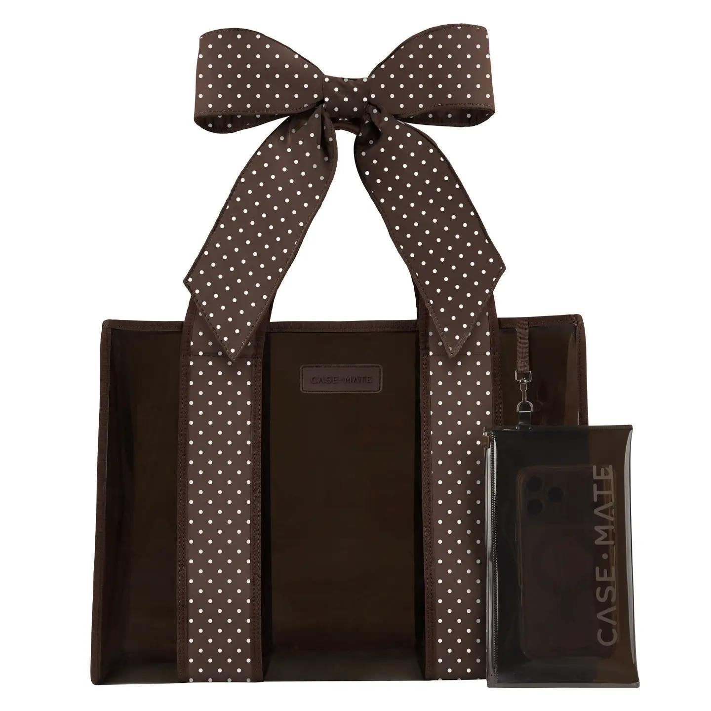 Case-Mate Espresso Polka Dot Bow Jelly Tote Bag