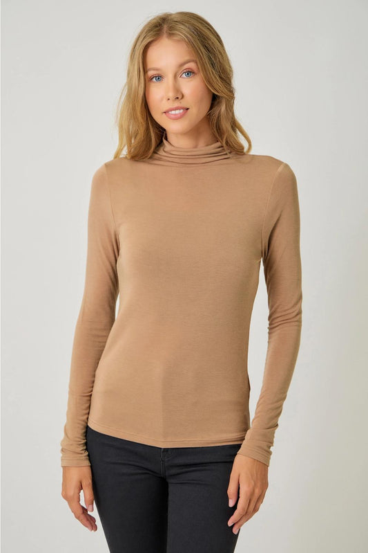 Essential Mock Neck Top (Toasted Almond)