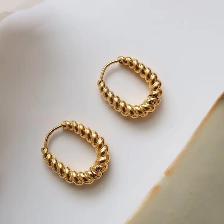 Cere 18K Gold Non-Tarnish Twisted Hoop Earrings