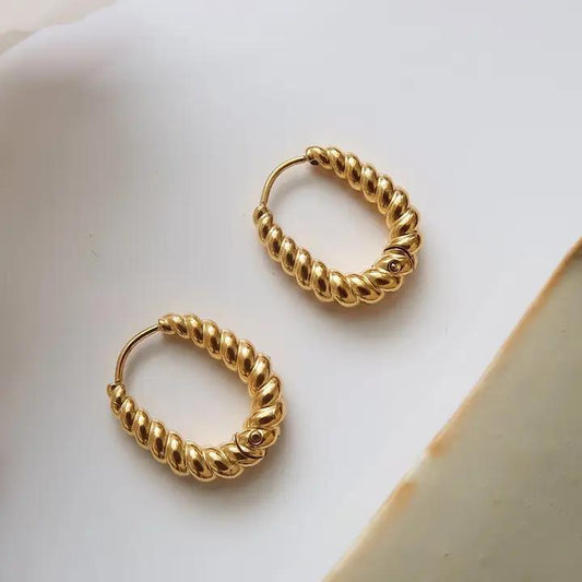 Cere 18K Gold Non-Tarnish Twisted Hoop Earrings