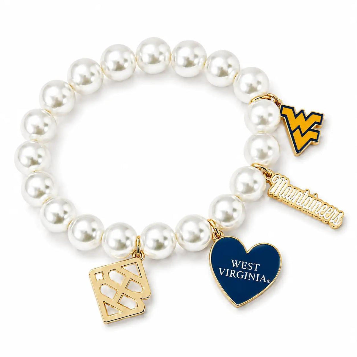 West Virginia Pearl Charm Bracelet