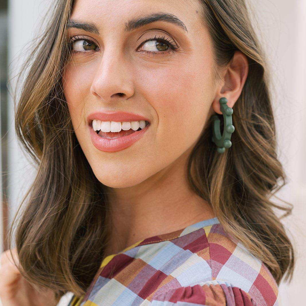 Sage Bead Hoops