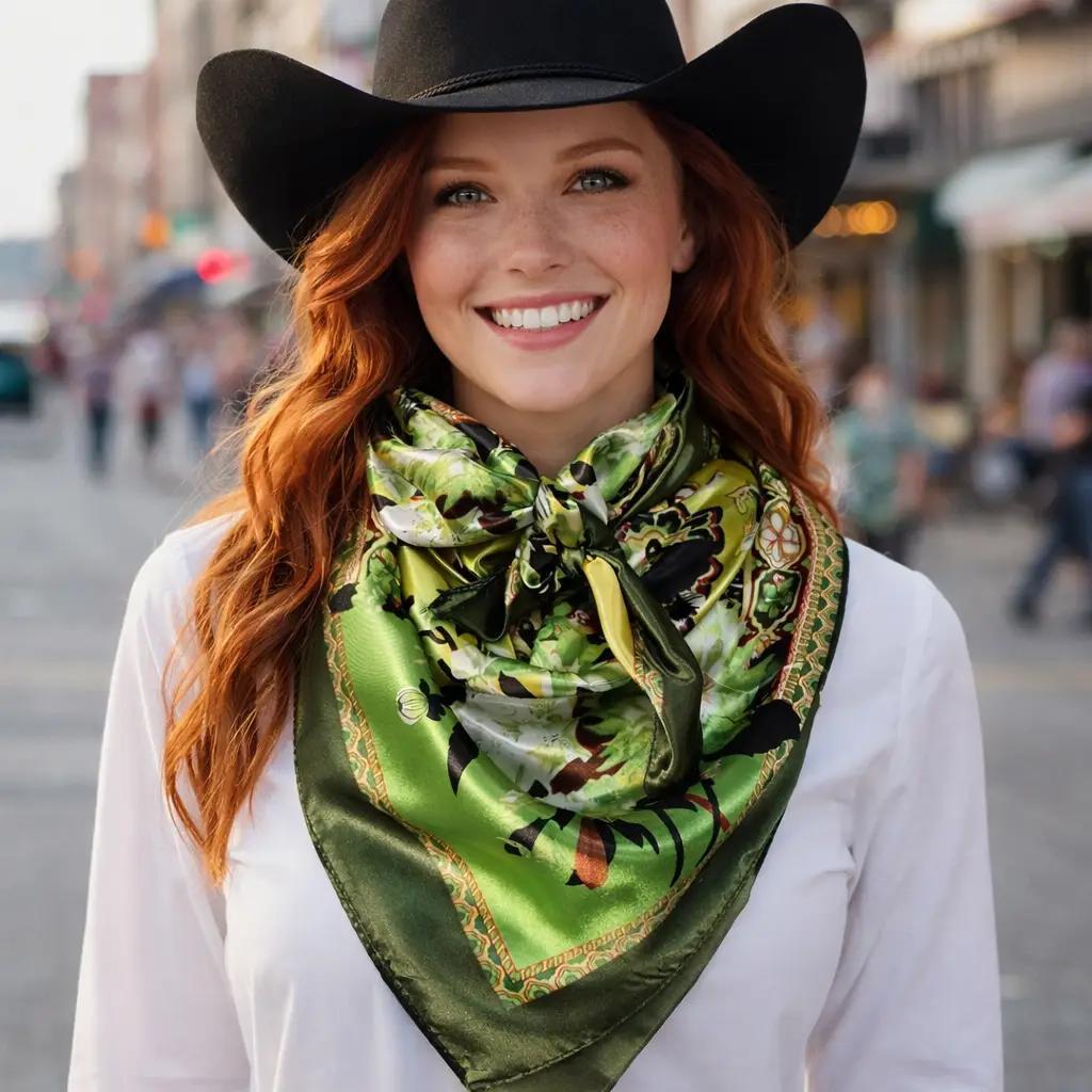 35X35" Green Floral Paisley Wild Rag