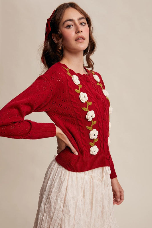 Handmade Crochet Flower Cardigan