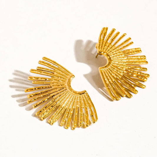 Bisous 18K Gold Non-Tarnish Sunburst Earring