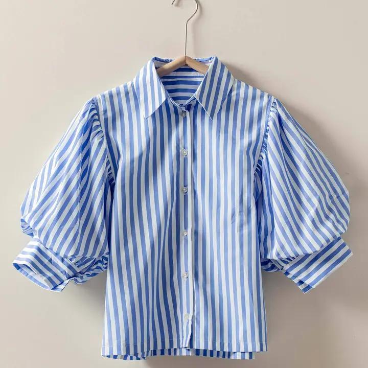 Western Boho Drop Waist Blouse- Blue
