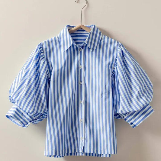 Western Boho Drop Waist Blouse- Blue