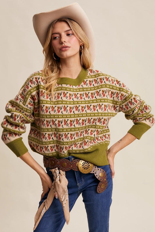 Western Jacquard Knit Sweater