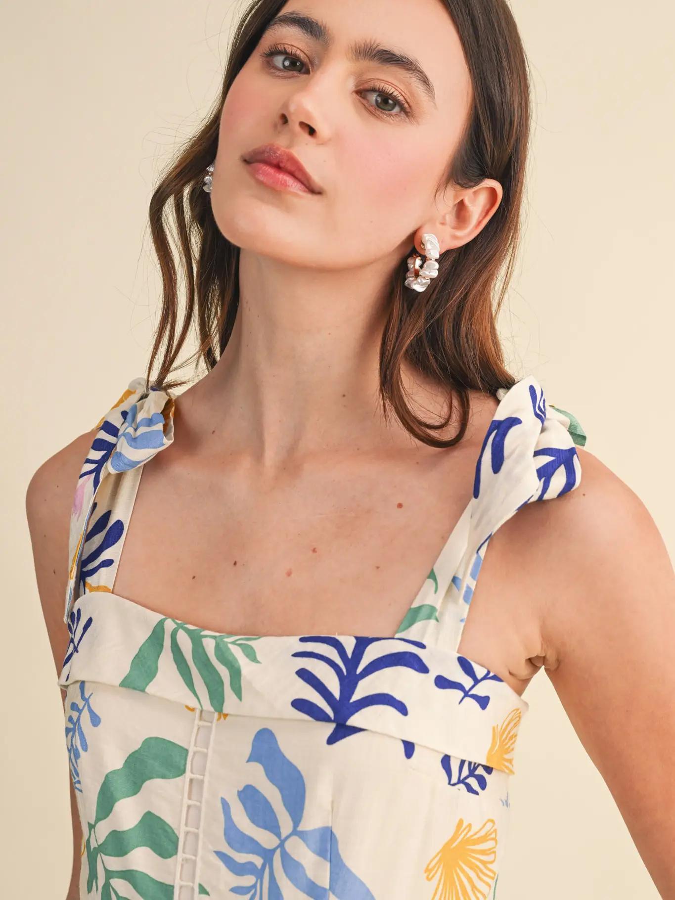 Reef Print Ladder Trim Maxi Dress