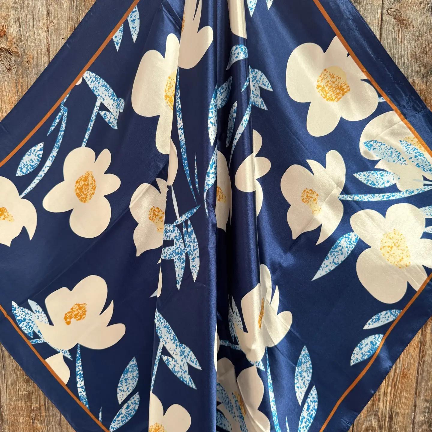 35X35" Cream and Blue Wild Rag