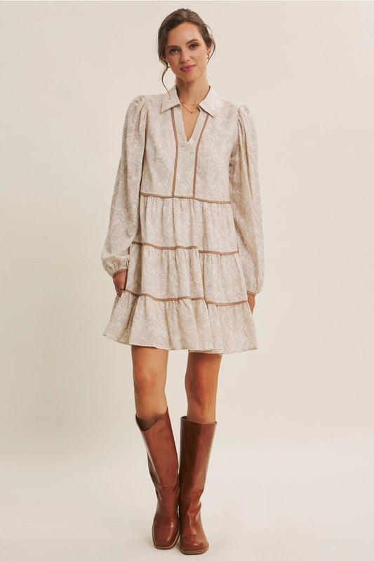 Essence of Fall Romantic Toile Mini Dress