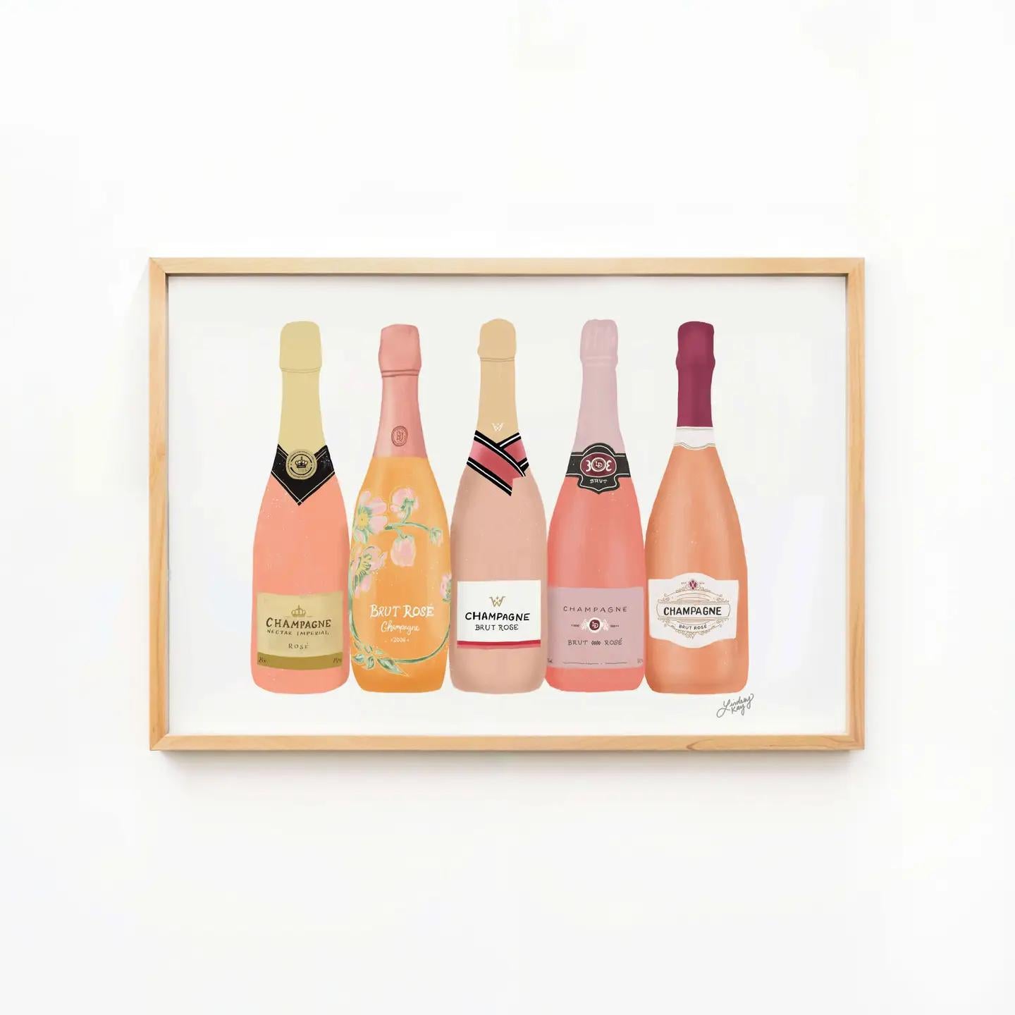 Rose Champagne Bottles - Art Print