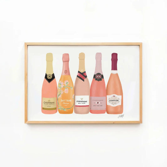 Rose Champagne Bottles - Art Print