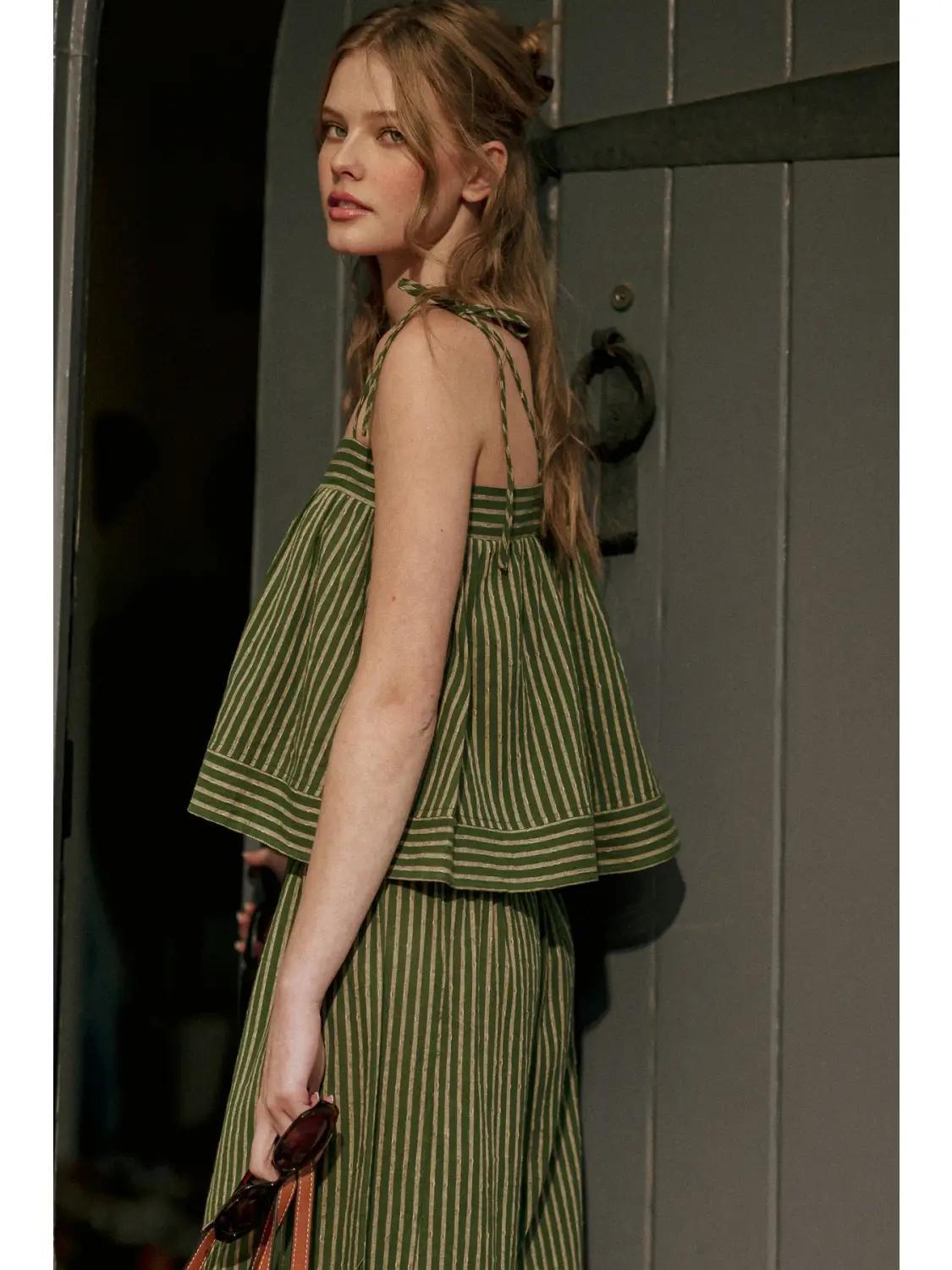 Striped Print Spaghetti Strap Top