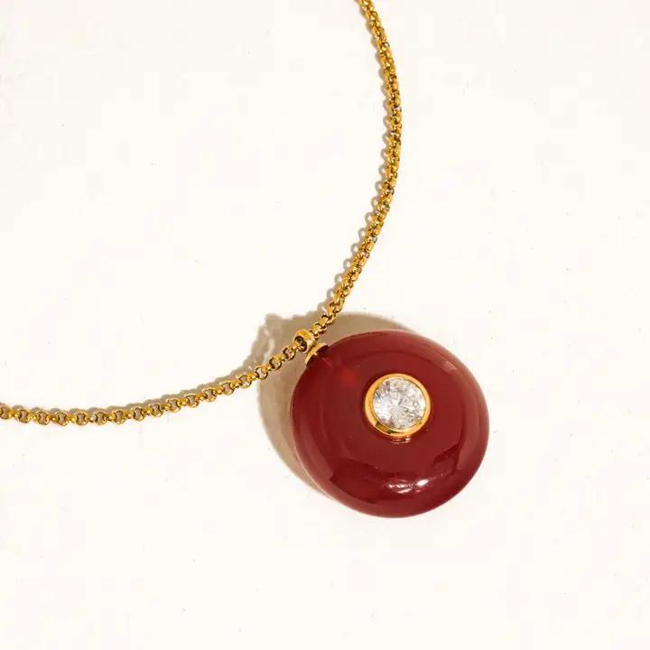 Attica 18K Gold Non-Tarnish Stone Cz Necklace