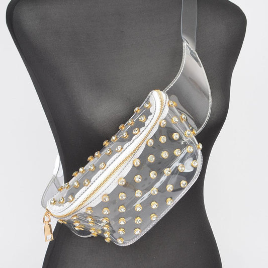 Transparent Rhinestone Studded Fanny Pack