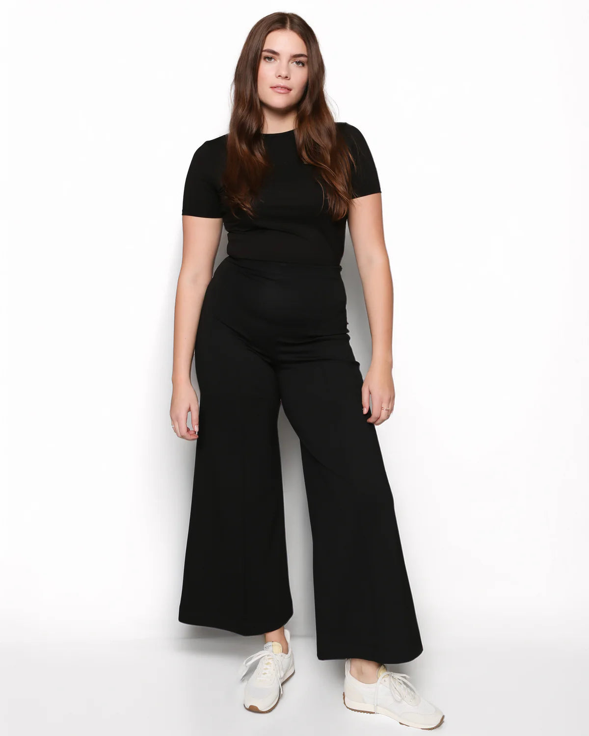 Ponte Knit Wide Leg Pant: Cropped