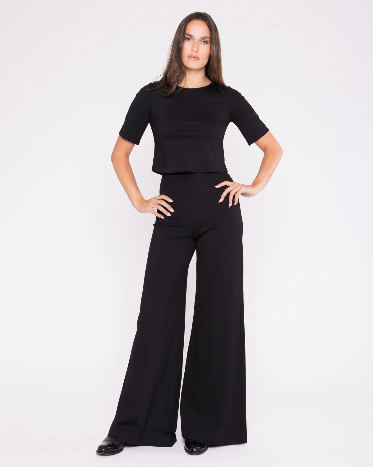 Ponte Knit Wide Leg Pant