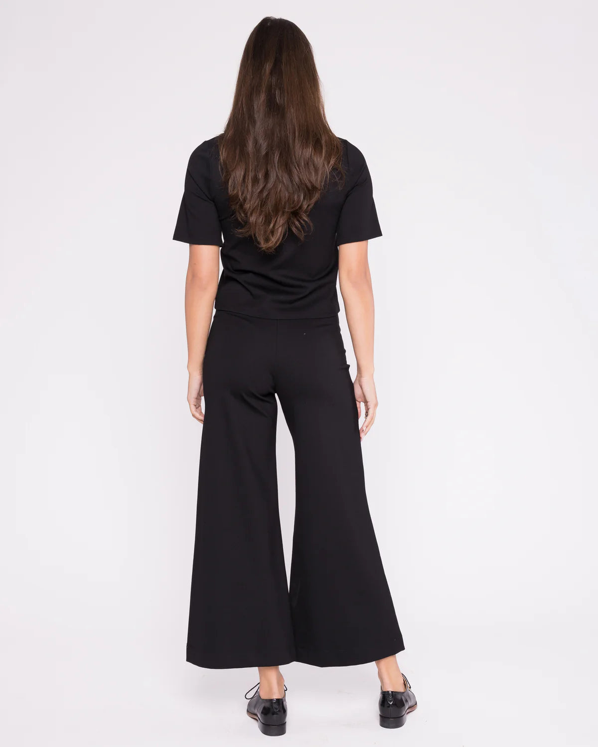 Ponte Knit Wide Leg Pant: Cropped