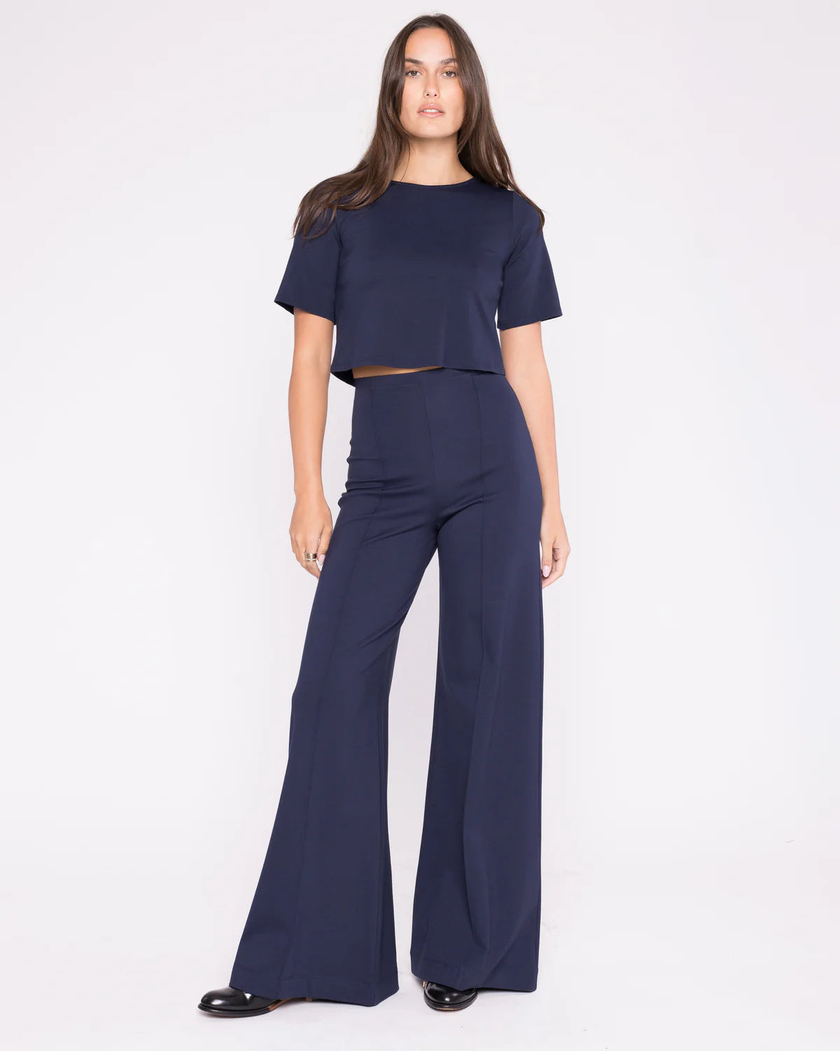 Ponte Knit Wide Leg Pant