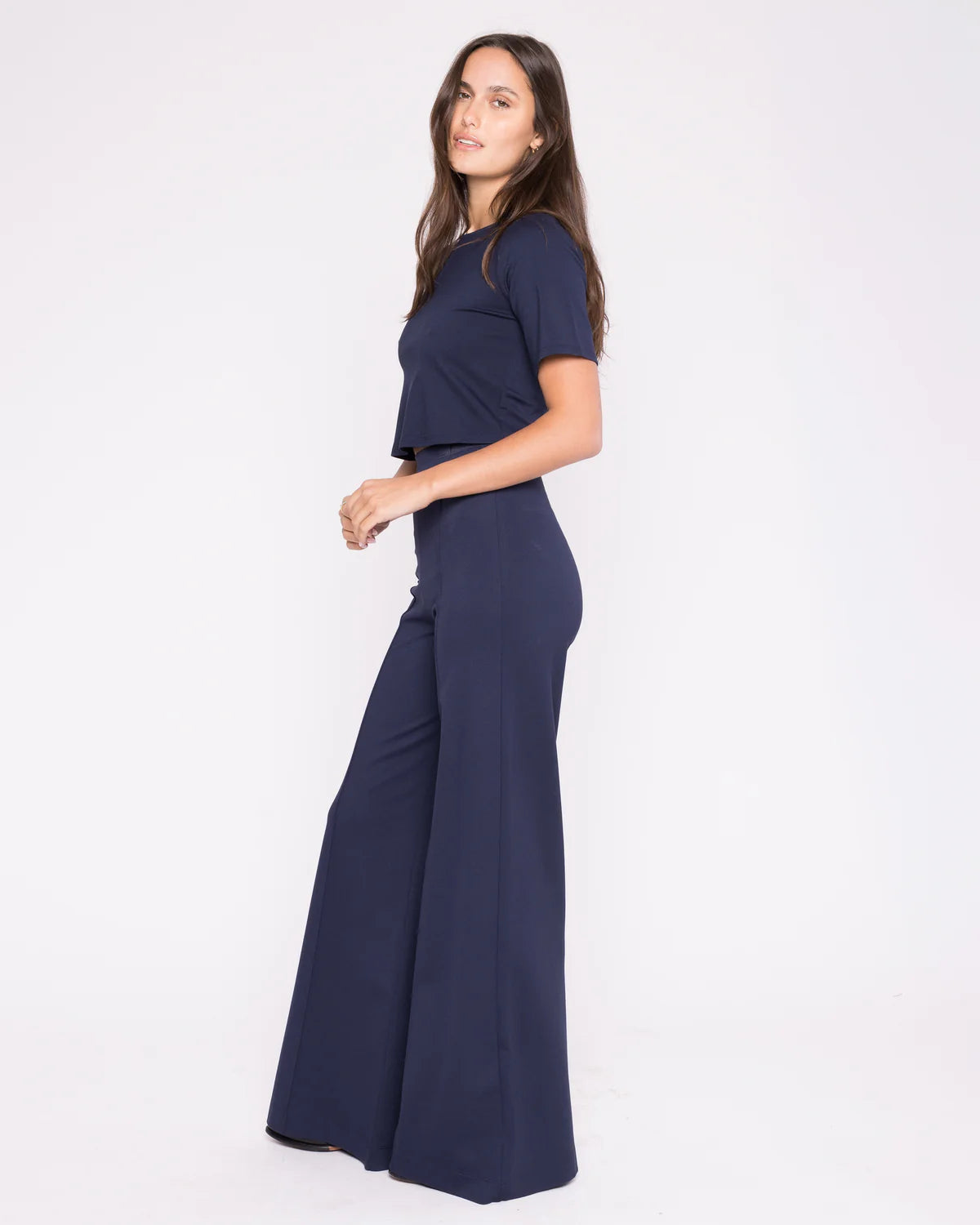 Ponte Knit Wide Leg Pant