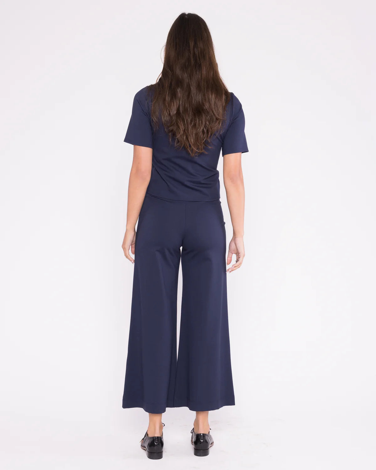 Ponte Knit Wide Leg Pant: Cropped