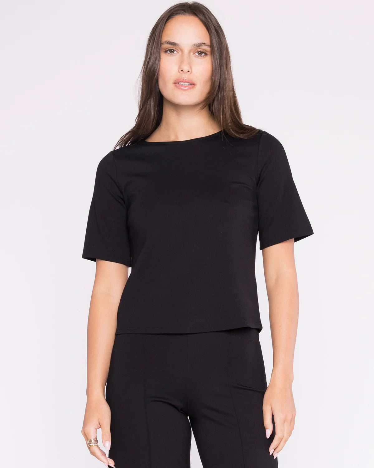 Ponte Knit Short Sleeve Top Extended