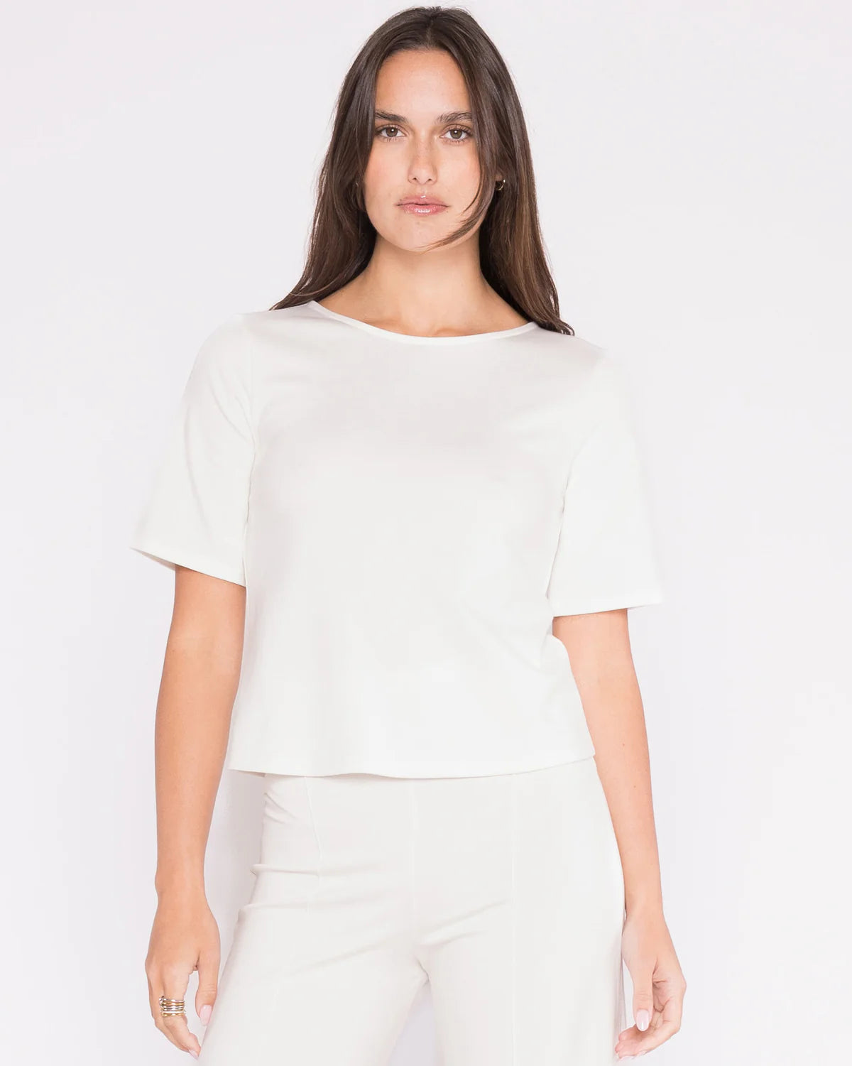 Ponte Knit Short Sleeve Top Extended