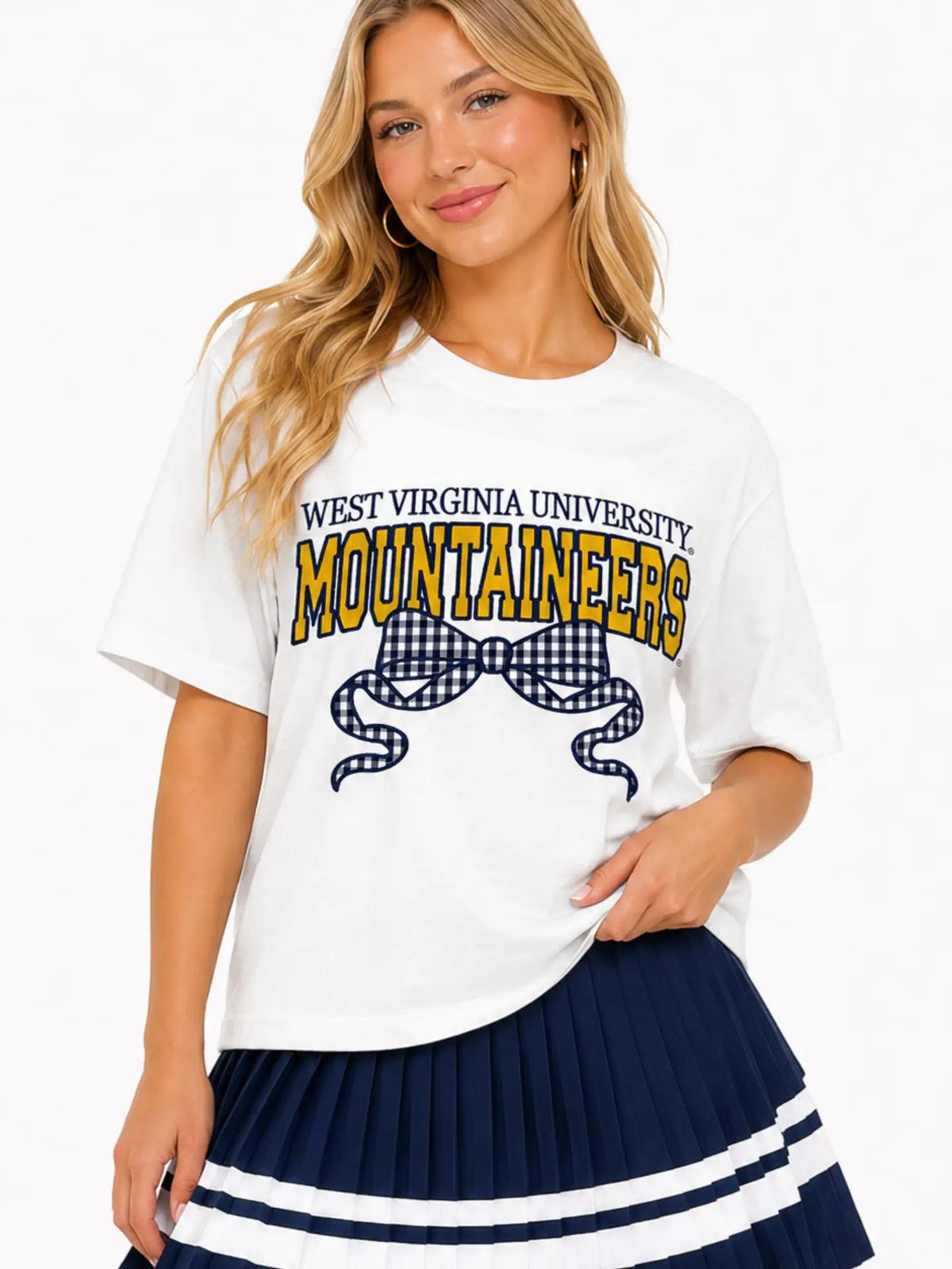 West Virginia Gingham Bow T-Shirt