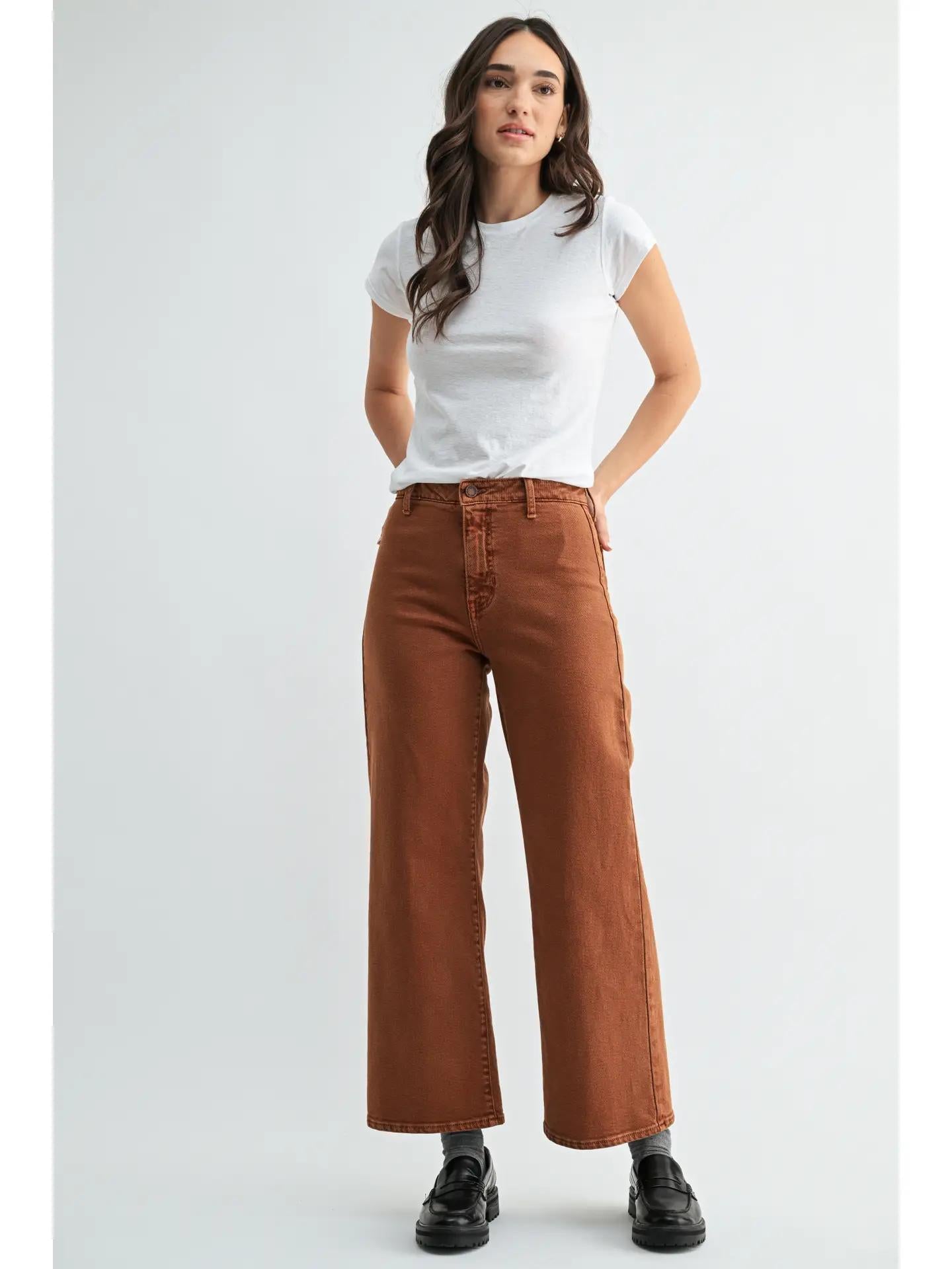 Trouser Wide Leg (Longer Length) - Rust Brown