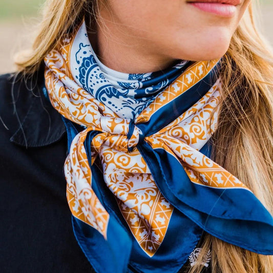 35X35" Blue Two-Toned Paisley Wild Rag