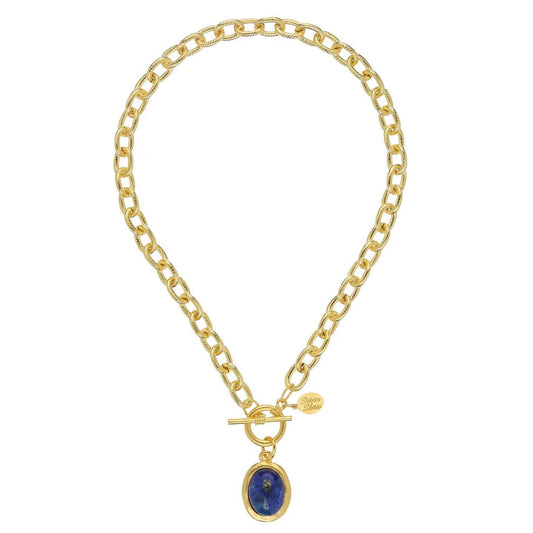 Blue Lapis Cabochon Toggle Necklace