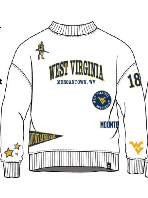 West Virginia All Over Scatter Oversized Funnel Neck