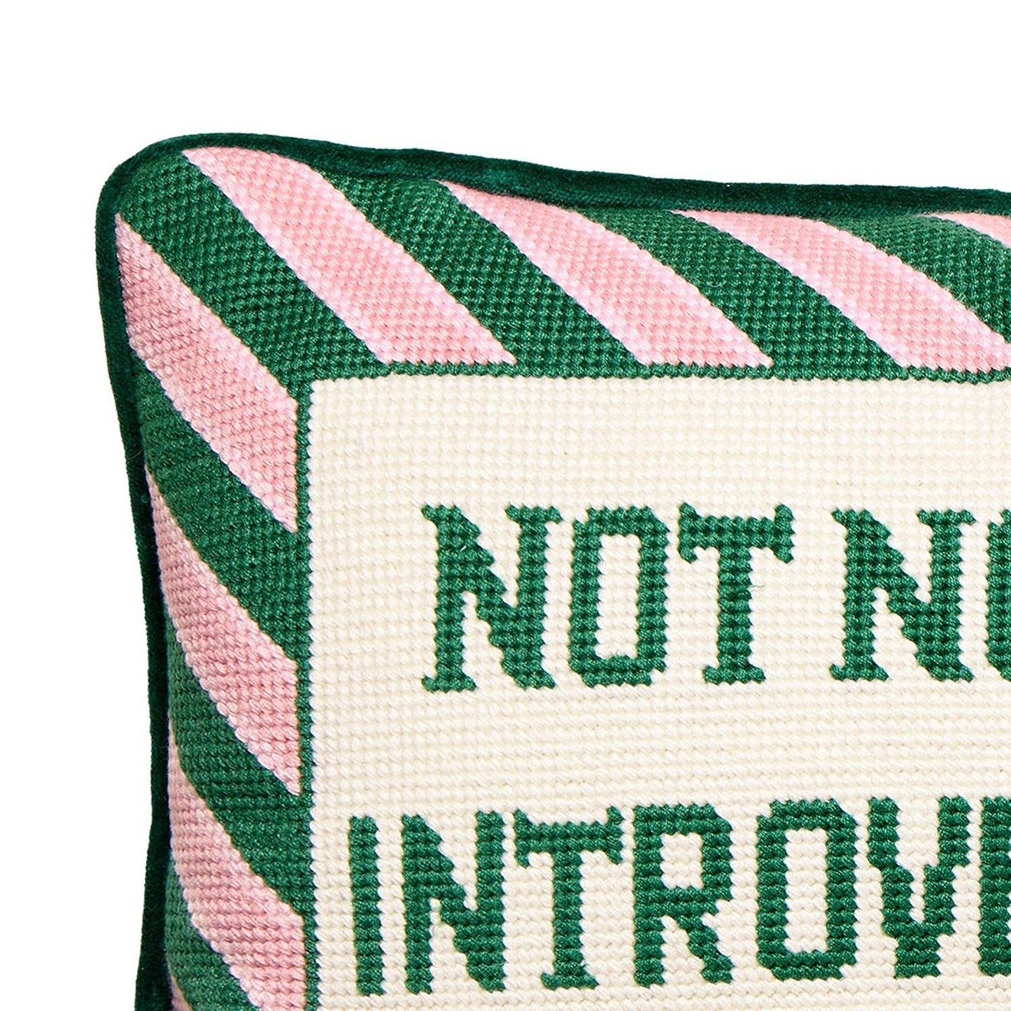 Not Now I'm Introverting Embroidered Pillow