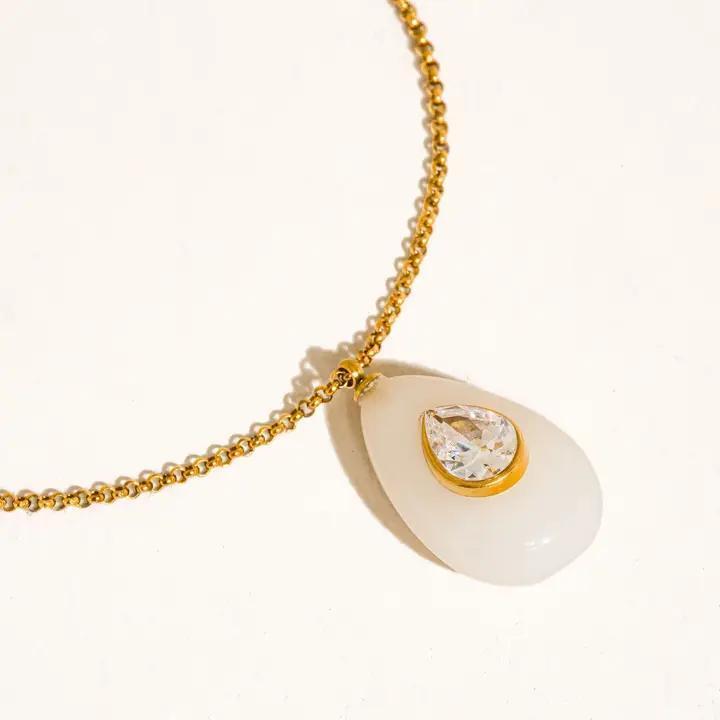 Attica 18K Gold Non-Tarnish Stone Cz Necklace