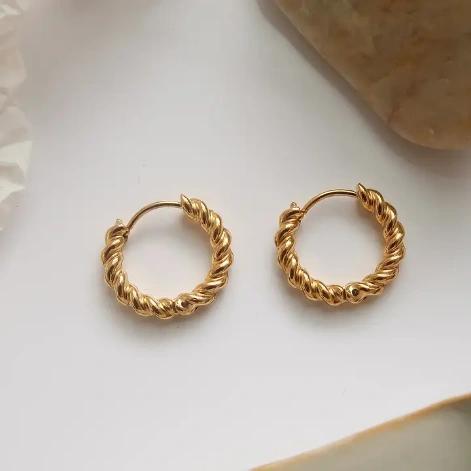 Cere 18K Gold Non-Tarnish Twisted Hoop Earrings