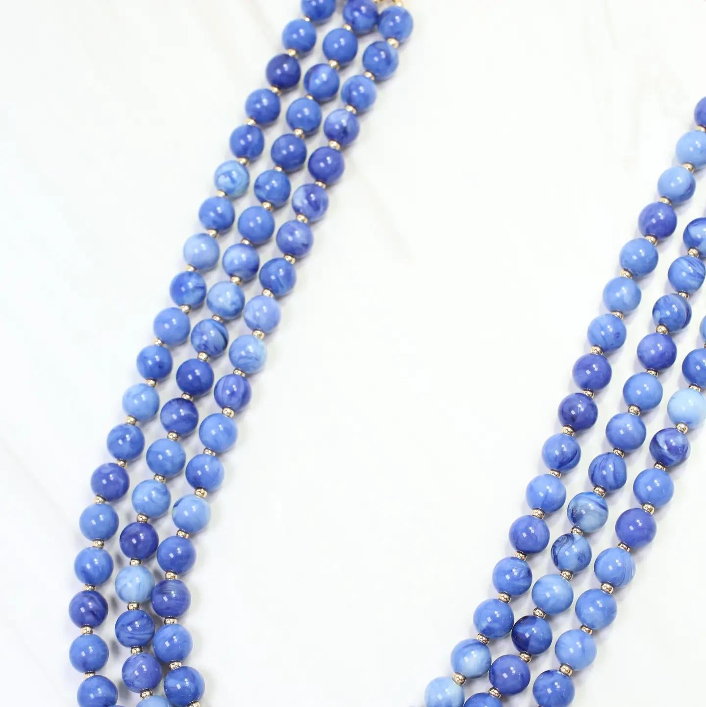 Brinley Beaded Layered Necklace Blue
