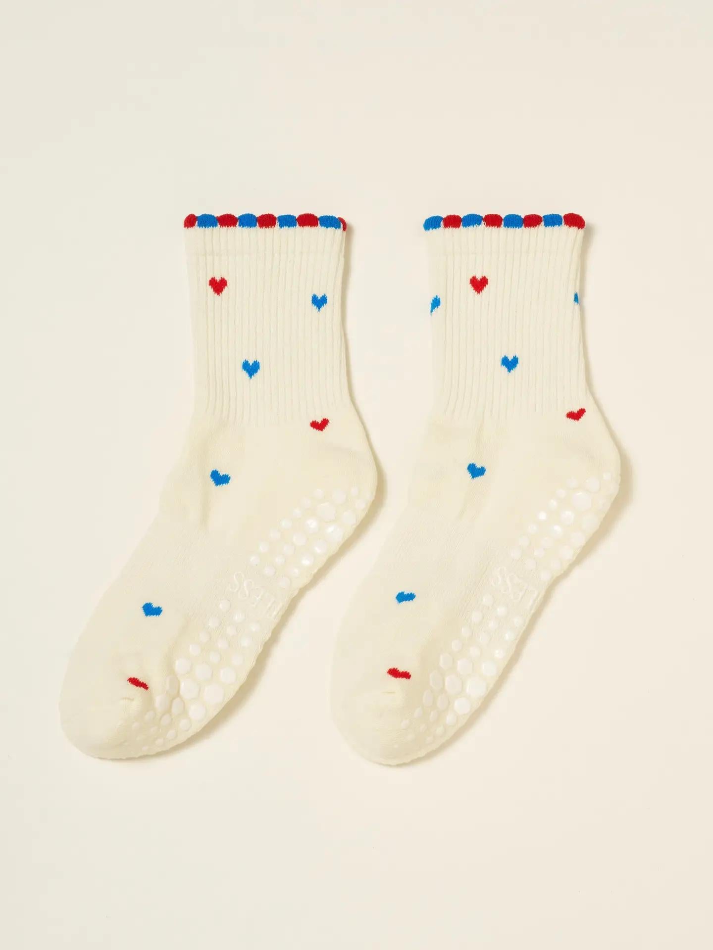 USA Mini Heart Petal Grip Sock, Pilates Socks