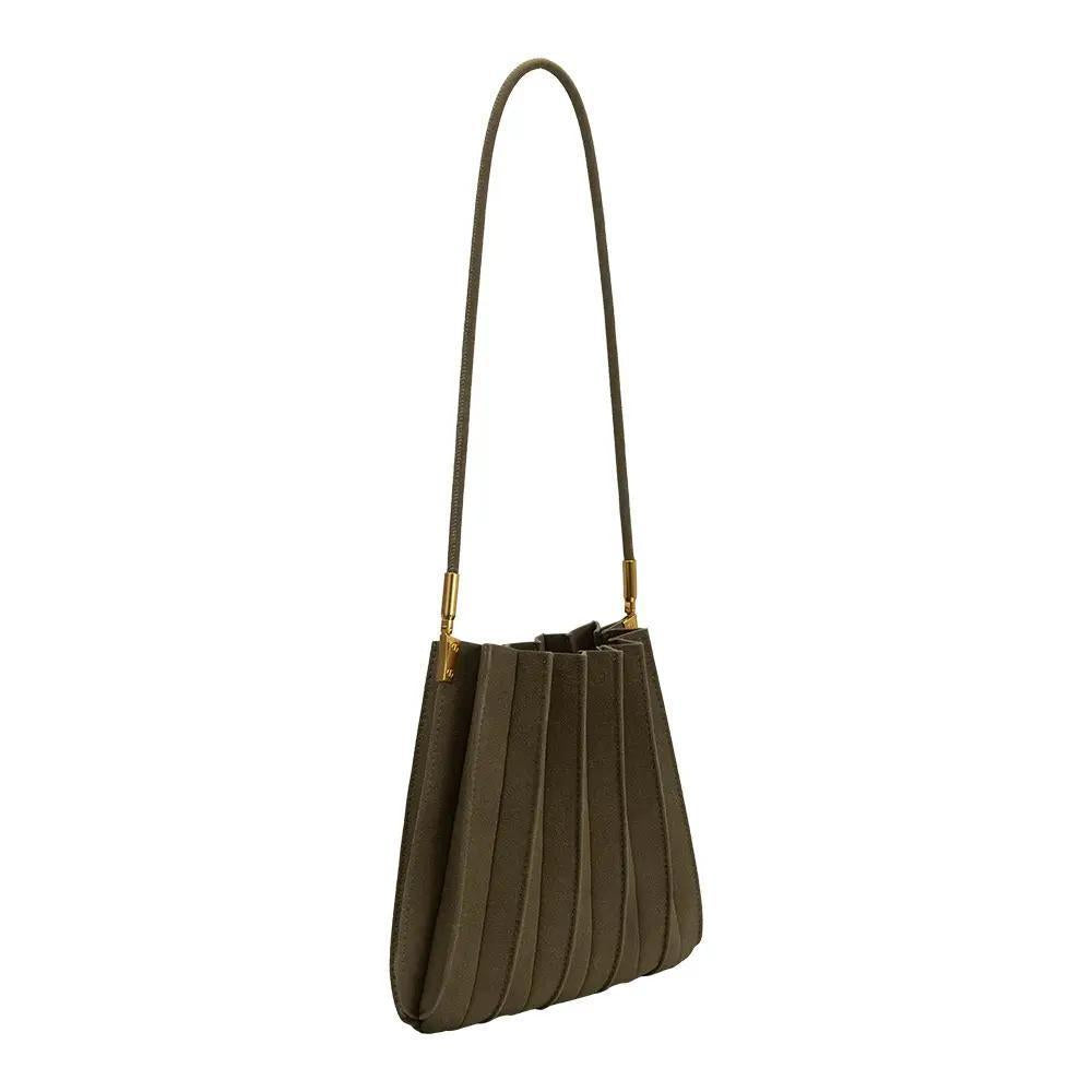 Carrie Olive Vegan Suede Shoulder Bag