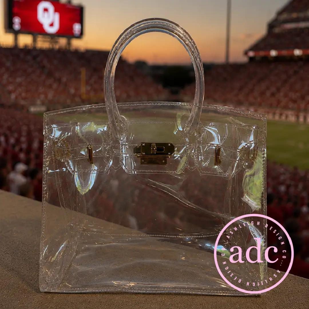 Clear Stadium Tote With Gold Hardware