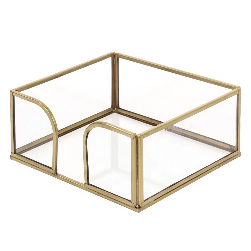 Gold Edge Glass Caddy Christmas For Paper Cocktail Napkins