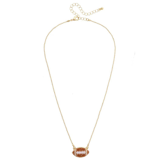 Pave Football Necklace in Shiny Gold