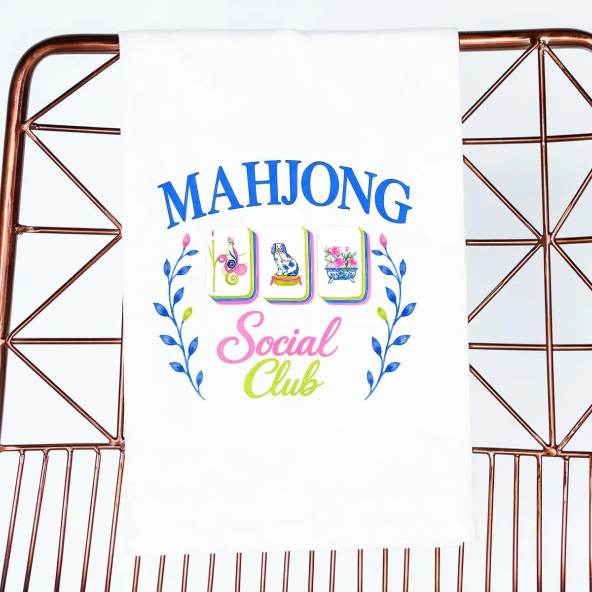 Mahjong Social Club Cute Towel | Blue