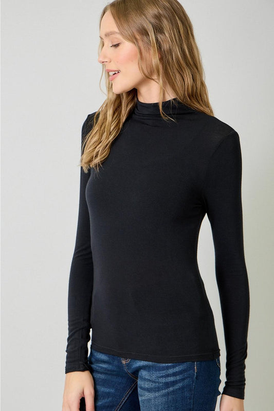 Essential Mock Neck Top (Black)