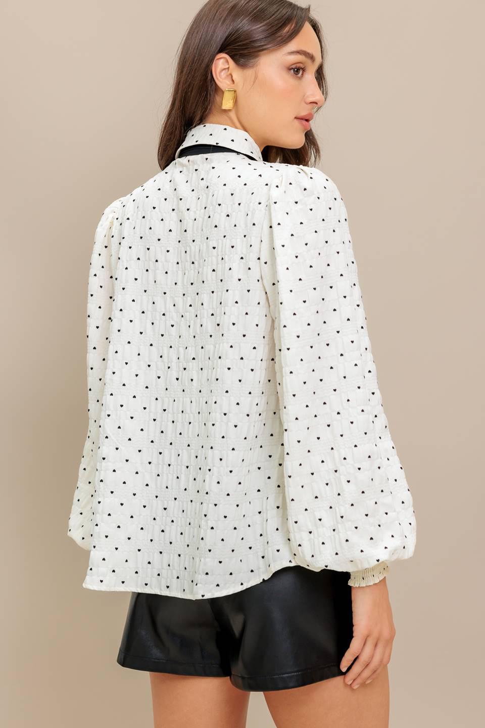 Heart Printed Woven Top