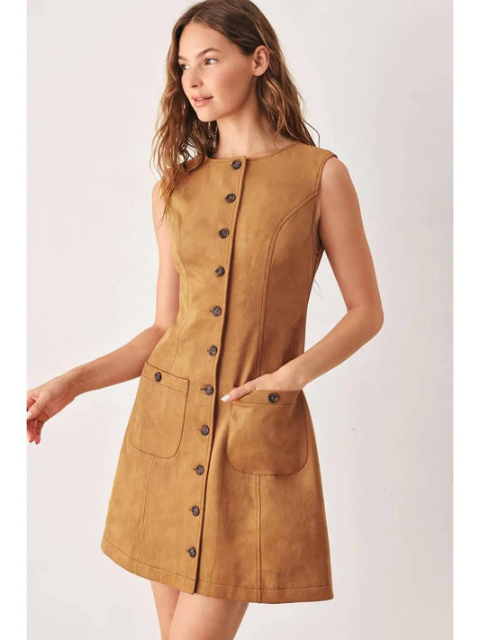 A Faux Suede Mini Dress