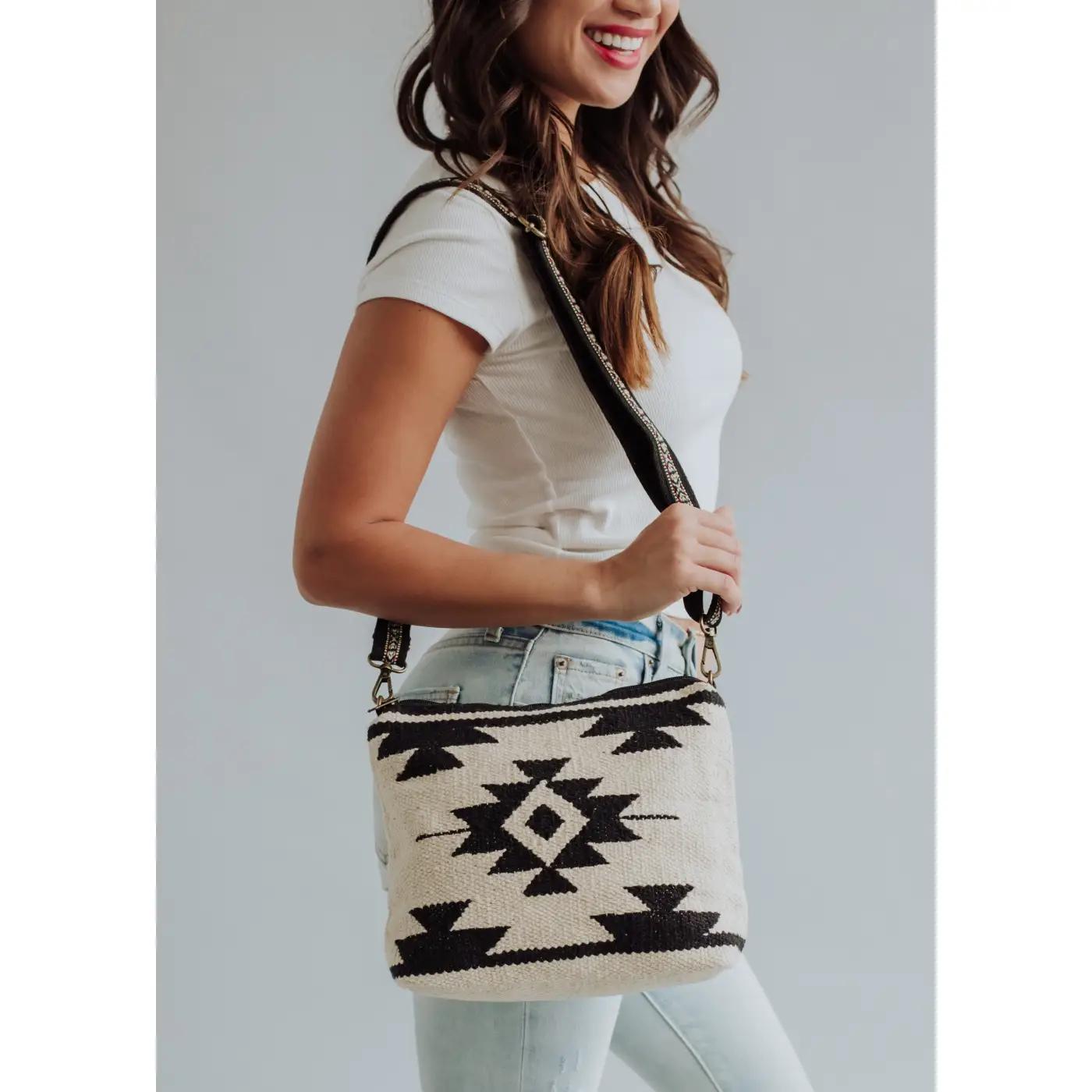 Cream & Black Aztec Crossbody