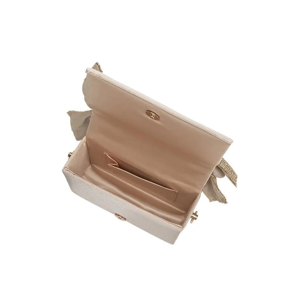 Yuri Champagne Satin Crossbody Bag